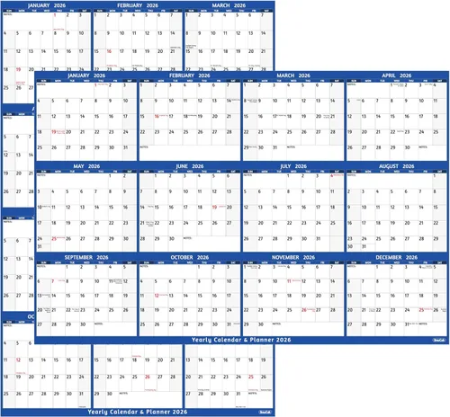 Calendario de borrado en seco 2026, calendario anual grande de pared 2026, 38.2 x 25.2 pulgadas, calendario reversible de 2 lados 2026,