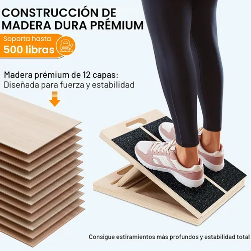 Miniatura 3 de Tabla inclinada TEMI para estiramiento de pantorrilla - Cuña inclinada de madera para sentadillas, movilidad de pie y tobillo, equipo de fitness