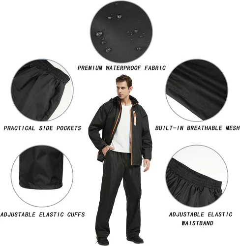 Miniatura 3 de JAEZZIY Trajes de lluvia para hombre impermeables