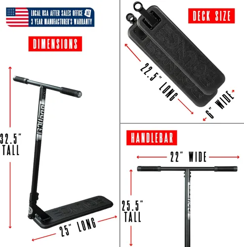 Miniatura 5 de Patinete de Trampolín Pro Madd Gear para Trucos – Tubo de Dirección Real, T-Bar Pro, Plataforma de Espuma – Práctica de Acrobacias Interior y Negro