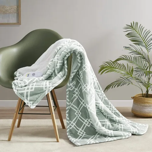 Miniatura 28 de Serta - Manta de vellón sherpa reversible, ultrasuave y tejida, manta térmica, manta eléctrica; cómoda, agradable y abriga y protege del frío