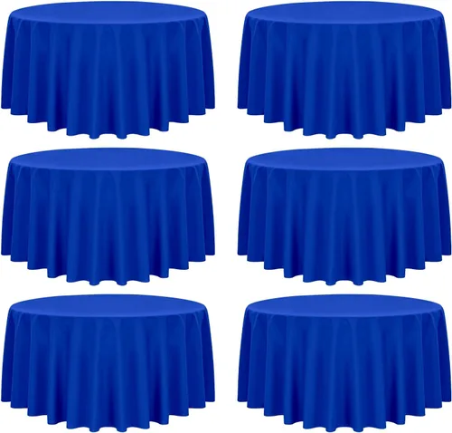 Miniatura 12 de YMHPRIDE Paquete de 6 manteles de poliéster color azul real, 60 x 102 pulgadas, rectangulares, resistentes a las arrugas, lavables a máquina