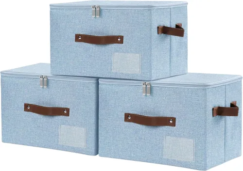 Miniatura 28 de Lucky Monet 1 contenedor de almacenamiento con tapas de cremallera de 10 x 8 x 7 pulgadas, cajas de almacenamiento plegables de tela con tapa