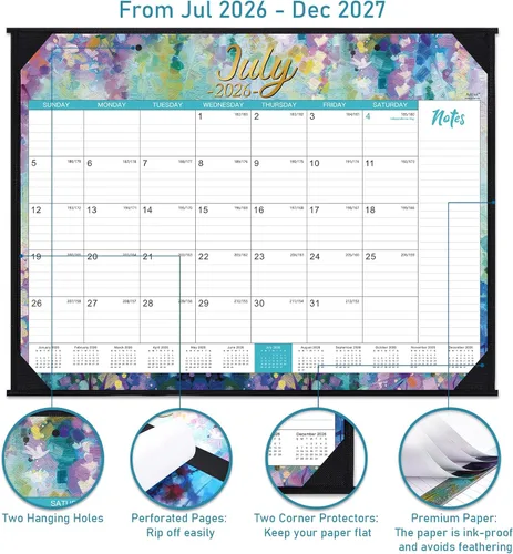 Miniatura 4 de Calendario de escritorio 2026-2027, calendario de escritorio grande 2026-2027, julio 2026 a diciembre 2027, 22 x 17 pulgadas, calendario grande