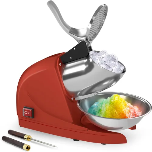 Máquina de Hielo Raspado 380w Máquina de Cono de Nieve 3 Cuchillas de Acero Inoxidable Afeitadora de Hielo Eléctrica Trituradora de Hielo 127kg/hora