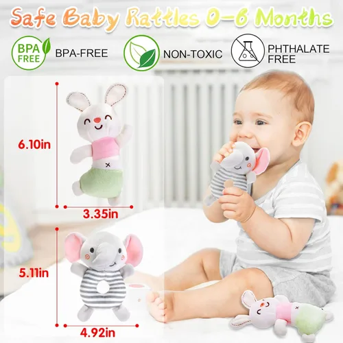 Miniatura 4 de Sonajeros para bebés de 0 a 6 meses: sonajeros suaves para recién nacidos, sonajero de peluche para bebés, regalo de ducha para niños pequeños
