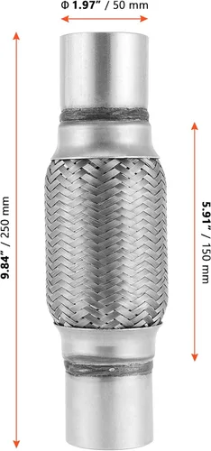 Miniatura 2 de SINJEUN Paquete de 3 tubos flexibles de doble trenza de acero inoxidable de 2 x 6 pulgadas, tubos de conector flexible de escape para reparación