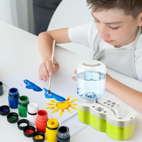 Miniatura 7 de Limpiador de pinceles de pintura para niños 2026 para circulación de agua, limpiador de pinceles de pintura con drenaje dispensador de agua