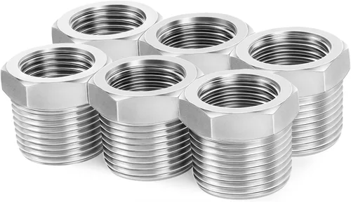 Miniatura 10 de ChillWaves Montaje de tubería de acero inoxidable 304, buje hexagonal reductor 1/2 pulgada NPT macho x adaptador de rosca hembra NPT de 1/4 pulgadas