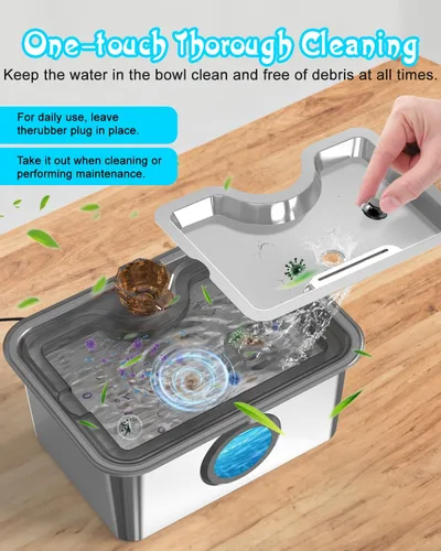 Miniatura 4 de Fuente de agua para perros grandes, fuente de agua para mascotas de acero inoxidable 304 de 12 litros con 5 filtros y 2 bombas de agua