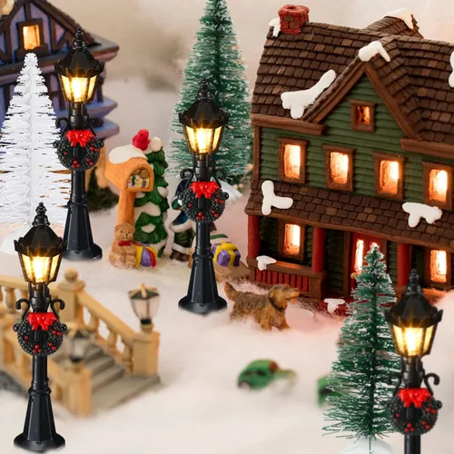 Miniatura 4 de Shappy 24 piezas de lámpara de Navidad, accesorios de pueblo, mini lámpara de calle, casa de muñecas, modelos de farola para modelos de luces