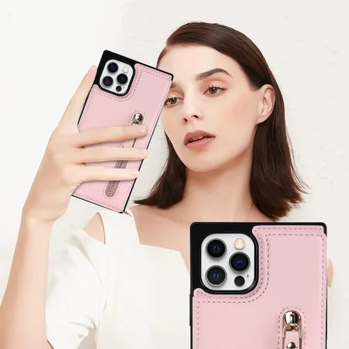 Miniatura 2 de Funda cruzada para teléfono iPhone 12 / iPhone 12 Pro de cuero con tarjetero, funda protectora extraíble y ajustable con botón compatible con iPhone