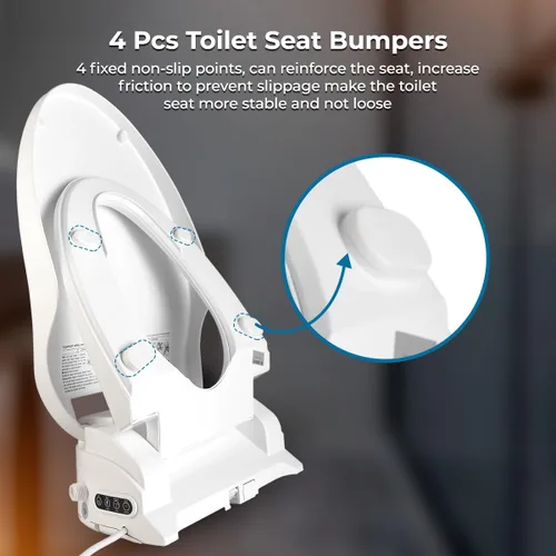 Miniatura 8 de GenieBidet Asiento de inodoro eléctrico con bidé, diseño alargado con calefacción autolimpiante y control remoto inalámbrico, agua caliente