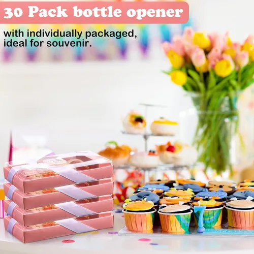Miniatura 5 de Paquete de 30 suministros para fiesta de primer cumpleaños, regalo para invitados, 1 abrebotellas, decoración de primer aniversario, recuerdos, Rosa