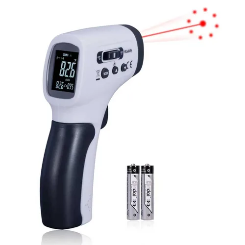Pistola de temperatura para carne, termómetro infrarrojo automotriz con anillo láser DS12: 1, pistola térmica digital con emisividad ajustable y Gris