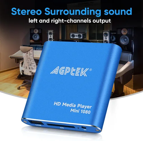Miniatura 6 de Reproductor multimedia HDMI con un adaptador de corriente más, mini reproductor MP4 Full HD Ultra HDMI azul de 1080p para MKV/RM/ MP4/AVI, etc.