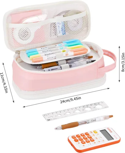 Miniatura 2 de Dugio Estuche grande con cremallera para lápices para niñas, adultos y niños, bolsa organizadora de lápices estéticos, bolsa organizadora de gran