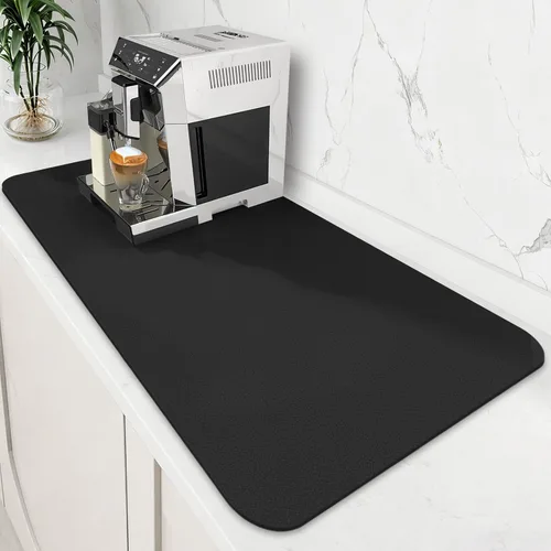 Miniatura 27 de WISELIFE Tapete de café súper absorbente para secar platos, accesorios de barra de café, combina con máquina, tapetes de secado grandes para Negro