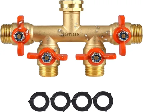 Miniatura 8 de Válvula de cierre de manguera de jardín de latón con diseño de flujo completo - Conector GHT de servicio pesado de 3/4", mango de acero inoxidable