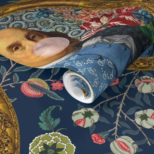 Miniatura 2 de Muestro de papel tapiz extraíble – Benjamin Franklin Botánico Caprichoso Retrato Histórico Papel pintado personalizado pre-pegado por Spoonflower