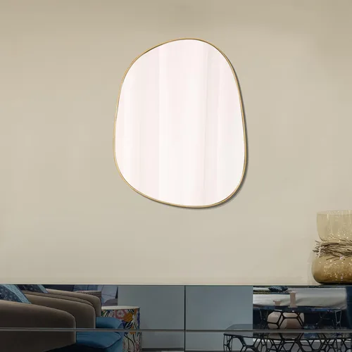 Miniatura 5 de ELEHUME Espejo asimétrico para decoración de pared de 27 x 35 pulgadas, moderno espejo de pared con marco dorado para sala de estar, baño