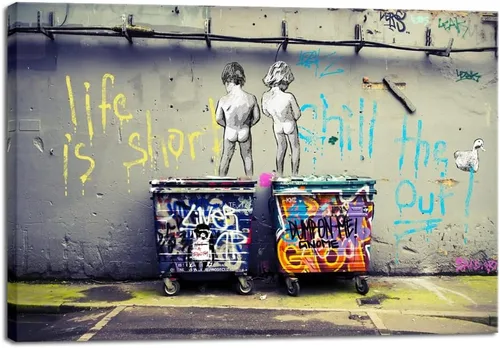 Miniatura 17 de Wieco Art Banksy Lluvia o Graffiti Colorido Callejero Famoso Pinturas en Lienzo Arte de Pared Moderno Inspirador Imágenes de Amor en Gris Impresión
