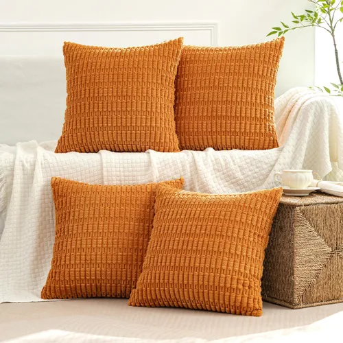 Miniatura 22 de MIULEE Juego de 4 fundas de almohada decorativas de pana estilo bohemio de primavera de 18 x 18 pulgadas para sofá, sala de estar, sofá y cama