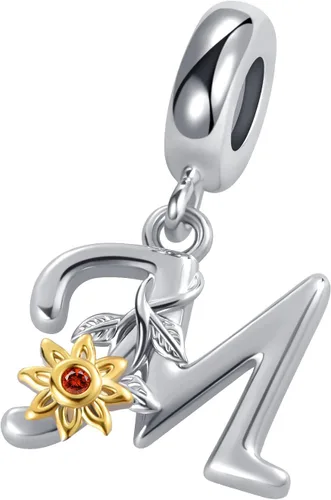 Miniatura 2 de Dijes de letras para pulseras con diseño de girasol dorado, inicial, alfabeto, mayúscula, cuentas, para cumpleaños