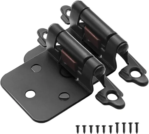 Miniatura 18 de Bisagras para puertas de gabinete de cocina de 3/8 pulgadas, paquete de 4 pares de bisagras de gabinete semiocultas negras, bisagras de puerta