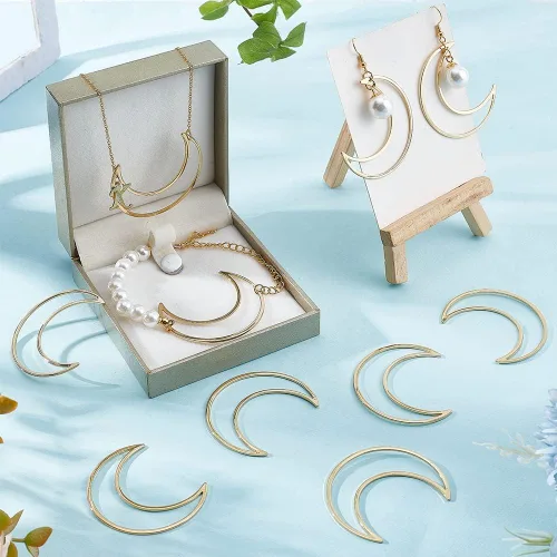 Miniatura 5 de BENECREAT 10 anillos de enlace de luna chapados en oro de 18 quilates, marcos huecos de latón, dijes de conector para pulseras, collares, joyas