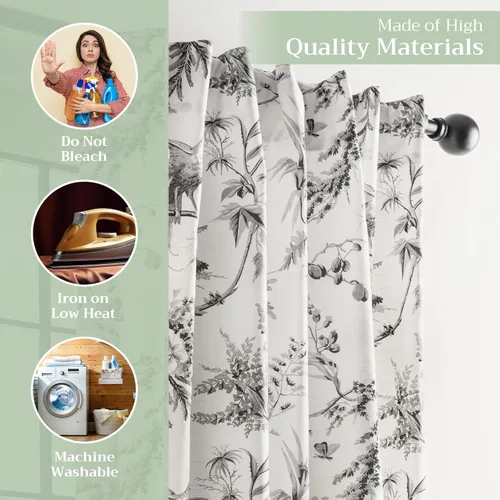 Miniatura 3 de Maison d' Hermine Cortinas para Sala de Estar 100% Algodón 84 Pulgadas de Largo Un Panel Cortinas de Filtrado de Luz Toile para Ventanas de 37