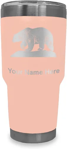 Miniatura 14 de LaserGram Vaso aislado al vacío de 20 onzas, oso polar, grabado personalizado incluido (negro)