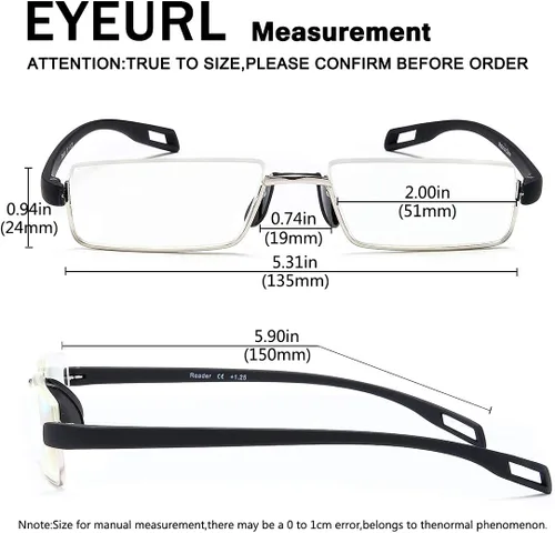 Miniatura 2 de EYEURL Lentes de lectura para computadora de medio borde para hombres y mujeres, lentes de óptica fina con bloqueo de luz azul +0.0