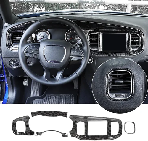 Miniatura 15 de Hoolcar para Dodge Charger 2015+ Kit de Embellecedores de Decoración Interior, Panel Central de Control del Tablero, Embellecedor del Panel
