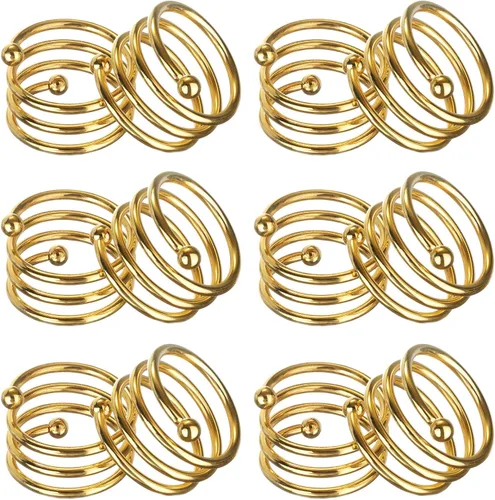 Miniatura 8 de Servilleteros de metal en espiral, redondos, hebillas, servilleteros para cenas, fiestas de vacaciones, reuniones familiares, cenas, decoraciones