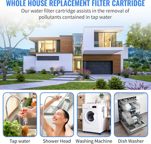 Miniatura 8 de CFS Paquete de 2 cartuchos de filtro de agua de polipropileno para toda la casa compatibles con modelos de sistema UV CMB-510-HF, IHS12-D4 - Elimina