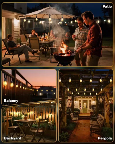 Miniatura 9 de Luces de Cadena para Exteriores, LED Súper Brillantes - 96 PIES 30 Bombillas S14 (2 de Repuesto), IP65 Resistente al Agua, Grado Comercial e