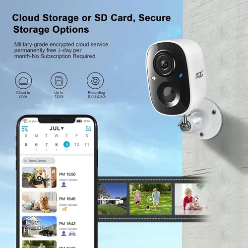 Miniatura 5 de DCT Cámaras de seguridad inalámbricas para exteriores: Cámaras de batería WiFi para el hogar Exterior 2K Color Visión nocturna Cámara de vigilancia