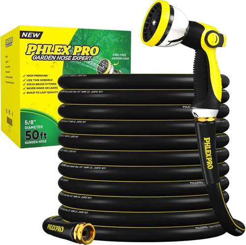 Miniatura 12 de Manguera de jardín de 3 pies - PHLEX PRO Manguera de agua resistente premium de 5/8' de goma de 3 capas, manguera de agua híbrida flexible e