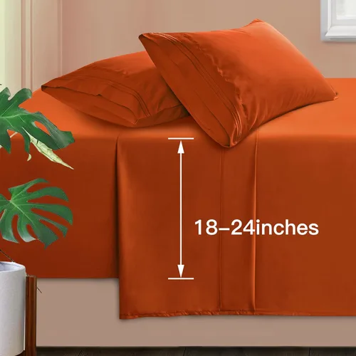 Miniatura 17 de Manyshofu Sábanas de bolsillo extra profundo tamaño King – Sábanas y fundas de almohada de lujo de 1800 hilos – Juego de cama de microfibra