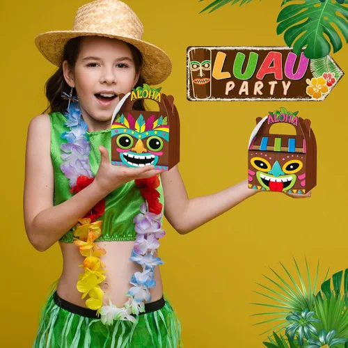Miniatura 5 de Glenmal 12 cajas de fiesta hawaianas Aloha Tiki Luau con asas de verano para el festival Aloha Hawaiian y Luau suministros de fiesta