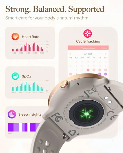 Miniatura 4 de Reloj inteligente para mujeres y hombres, para Android iOS con monitor de sueño, podómetro, rastreador de fitness, llamada Bluetooth, impermeable
