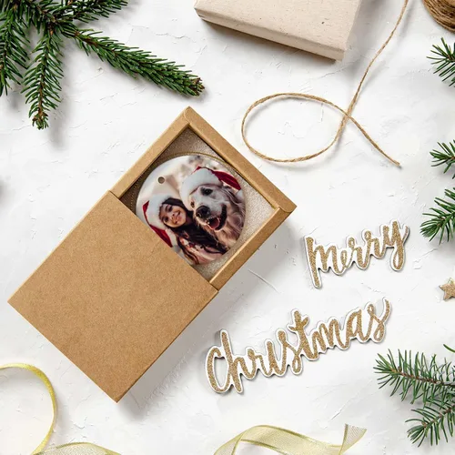 Miniatura 6 de Adornos de Navidad personalizados de cerámica, nuestro primer árbol de Navidad colgante 2023, decoración de regalo para Navidad, impresión