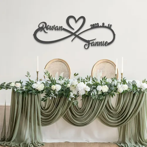 Miniatura 3 de Regalos personalizados de aniversario de boda para parejas 2025, letreros de infinito de metal personalizados con nombres y fecha, arte de pared