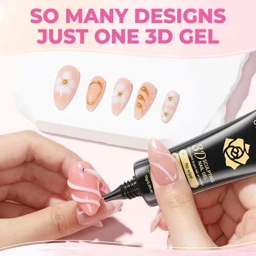 Miniatura 6 de UNA GELLA Esmalte de uñas en gel 3D blanco lechoso 15g, esmalte en gel para esculpir sin necesidad de limpieza, polvo para uñas cromadas, moldeado