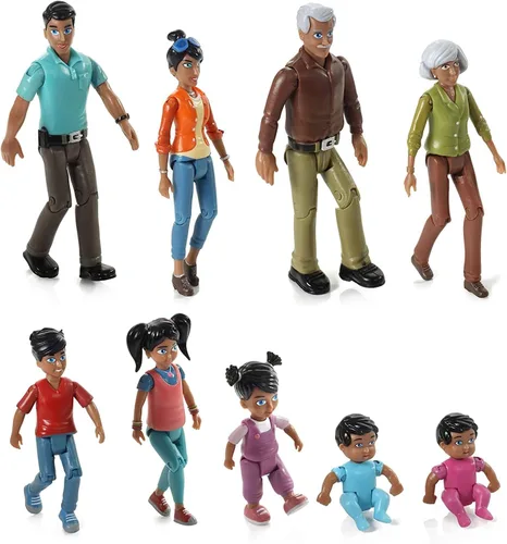 Miniatura 3 de Beverly Hills Doll Collection Sweet Li'l Family Hispanic Dollhouse People - Juego de 9 figuras de acción – abuelo, abuela, mamá, papá, hermana