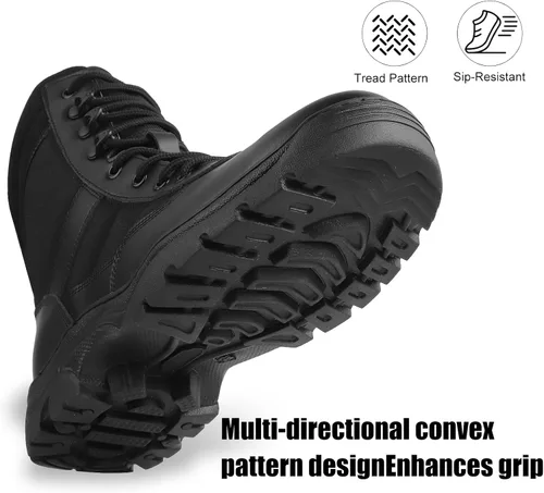 Miniatura 7 de QUNLON Botas militares tácticas para hombre, con cremallera lateral, ligeras, 8 pulgadas, botas de motocicleta de combate militar para trabajo