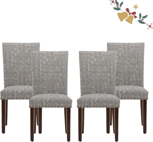 Miniatura 29 de Juego de 2 sillas de comedor Parsons, sillas tapizadas con cabeza de clavo para comedor y cocina con cojines gruesos y patas de madera, verde