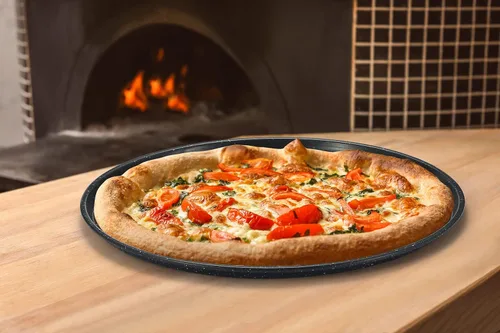 Miniatura 5 de Monfish Sartén para pizza de 14 pulgadas con agujeros, paquete de 2 bandejas de pizza perforadas, bandeja para pizza de acero al carbono, sartén