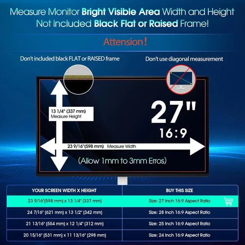Miniatura 2 de YAKAI Paquete de 2 filtros de pantalla de privacidad para computadora de 27 pulgadas para monitor de pantalla ancha de relación de aspecto 16:9